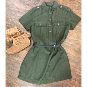 Army Green Dress Urban Outfitters Button Up BDG